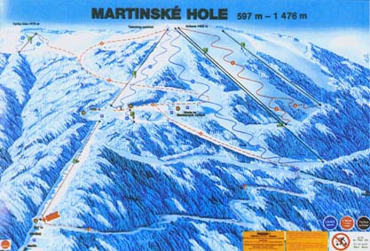 Mapa okolia lyžiarskeho strediska Martinské hole